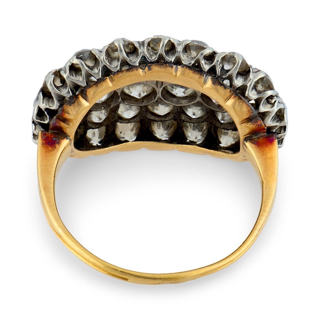 1910s Edwardian 2.20 Carat Old European Cut Diamond 14k Yellow Gold Cluster Ring, Size 5.75 For Sale In Los Angeles - Image 6 of 6