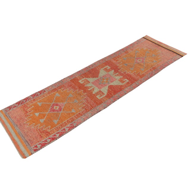 Tribal 1950s Vintage Tribal Runner in Pink, Red and Orange Medallions For Sale - Image 3 of 7