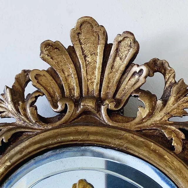 Antique Italian Gilt Wall Mirror in Scalloped Detail For Sale - Image 4 of 7