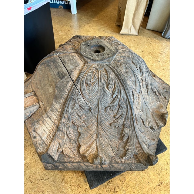 Wood Antique Carved Wooden Architectural Element For Sale - Image 7 of 11