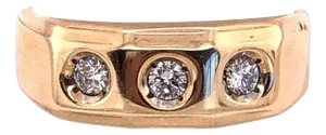 14 Karat 3 Diamond Yellow Gold Ring One 1/2 Carat Total Diamond Weight