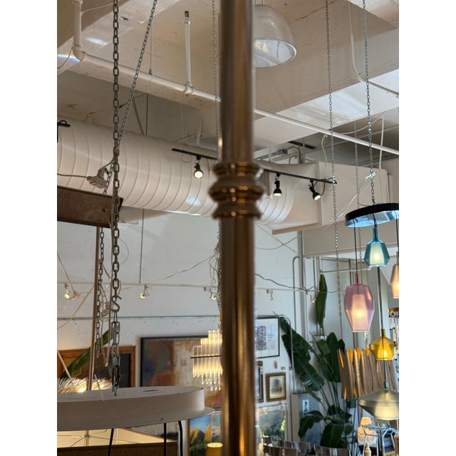 Chrome Pendant Chandelier With Pleated Shades For Sale - Image 10 of 13