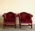 Pair, Vintage Chippendale Style Camelback Club Chairs in Burgundy Velvet With Brass Nailheads, Late 20th Century For Sale - Image 4 of 7