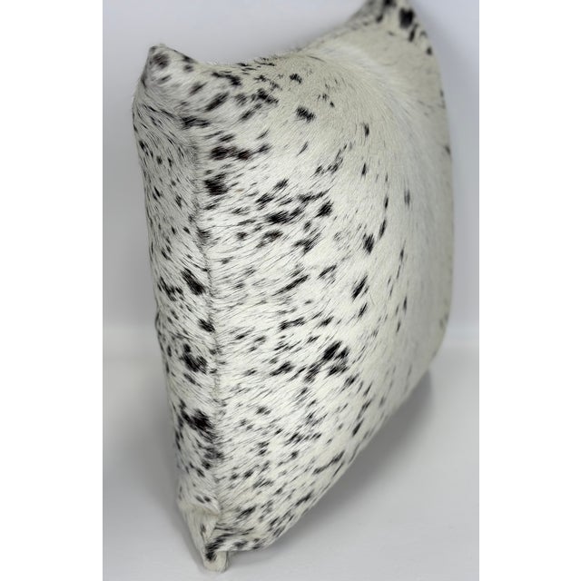 Contemporary Premium Brazilian Watusi Cowhide Pillow Cover 16x16 – Speckled Ivory Spine – Handcrafted by Pablo Sota Designs For Sale - Image 3 of 11