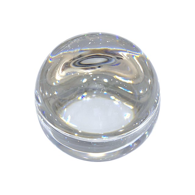 Glass Göran Wärff for Kosta Boda Signed Crystal Paperweight – Scandinavian Modernist Glass Sculpture For Sale - Image 7 of 9