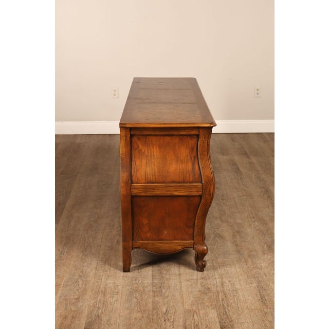 Baker Furniture Company Burl Wood Long Bombe Dresser For Sale - Image 14 of 18