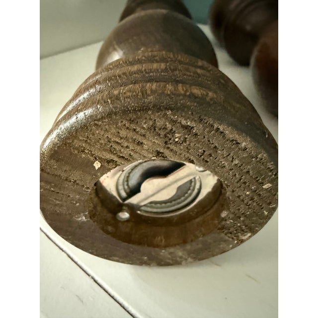 Late 20th Century Mid-Century Catalina Wooden Salt Shaker & Pepper Mill Set 11" Tall Japan For Sale - Image 5 of 8