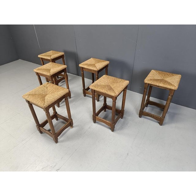 Vintage Wicker Bar Stools, 1960s, Set of 6 For Sale - Image 6 of 10