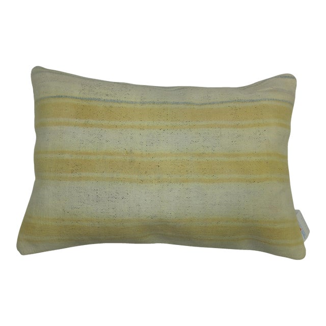 Ivory Yellow Indian Dhurrie Pillow For Sale
