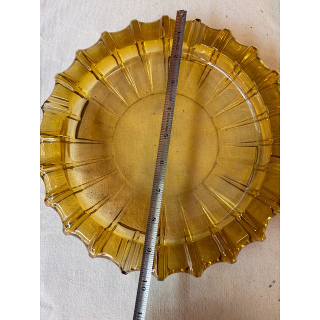 Pair of Vintage Round Amber Colored Glass Ashtrays For Sale - Image 4 of 4