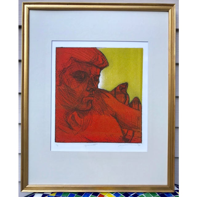 Vintage Original Modernist Etching Portrait by Melissa Weinman For Sale - Image 9 of 9