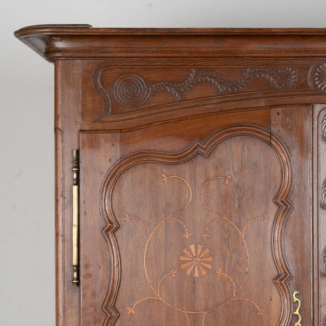 19th Century 19th Century Tall French Armoire With Inlaid Details For Sale - Image 5 of 13