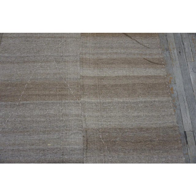 1920s Cream Ivory Stripe Antique Kilim Nw Persian Rug Flatweave 5'10" X 10'10" Wool Carpet For Sale - Image 9 of 10