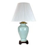 Mid Century Era Chinoiserie Celadon Ceramic Table Lamp For Sale