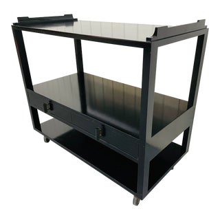 Mid-Century Dunbar Black Lacquered Bar Cart For Sale