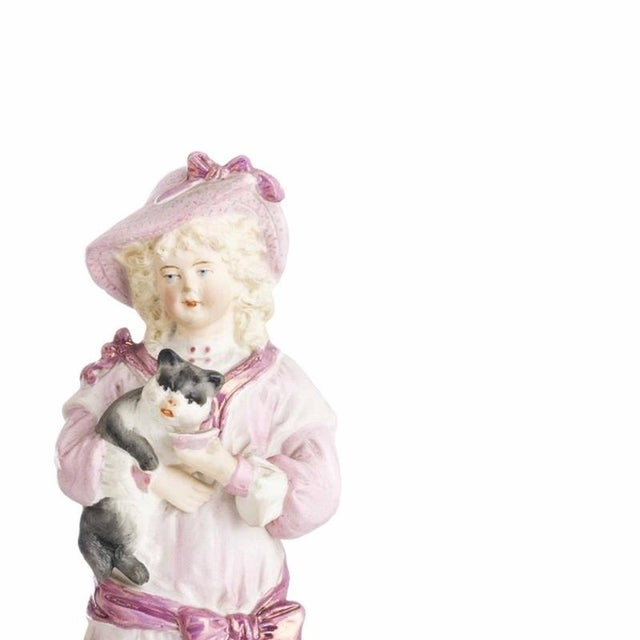 Porcelain Figurines with Animals, 19th Century, Set of 2 For Sale - Image 4 of 6