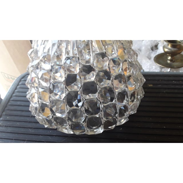 1920s French Art Deco Unusual Cut/Faceted Crystal Ceiling Fixture Shade For Sale - Image 10 of 13
