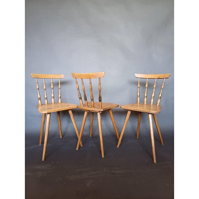 Antique Slovenian Alps Farm Chairs, 1930s, Set of 3 For Sale - Image 9 of 9