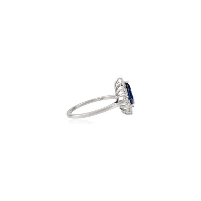 Not Yet Made - Made To Order Vr Jewels 1.62 Ct Royal Blue Sapphire Diamond Ring Size 6.5 in 18k White Gold For Sale - Image 5 of 11