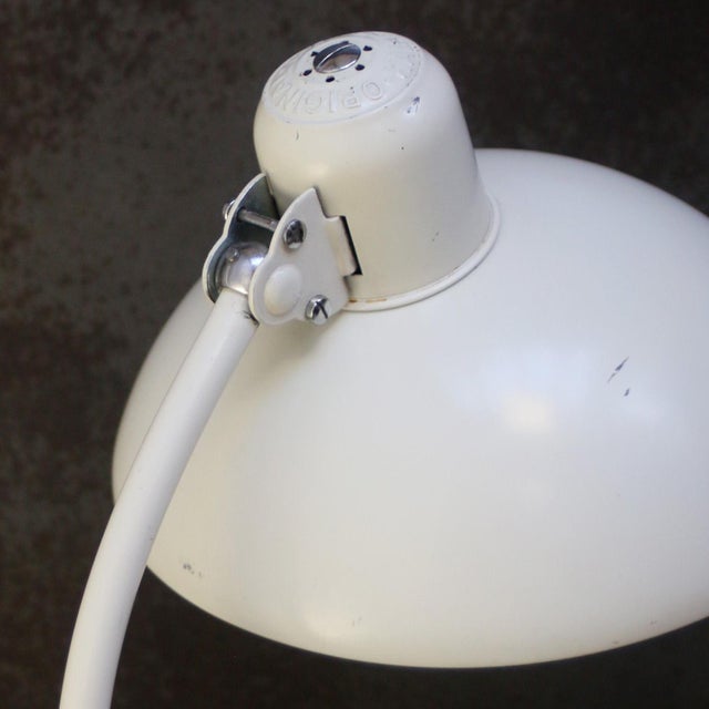 German Bauhaus Classic White Metal 6556 Desk Lamp from Kaiser Idell For Sale - Image 5 of 11