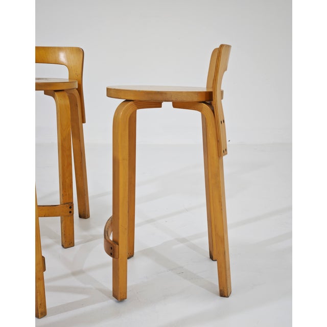 1970s Vintage Wooden Stools by Alvar Aalto for Artek, 1970s, Set of 4 For Sale - Image 5 of 18