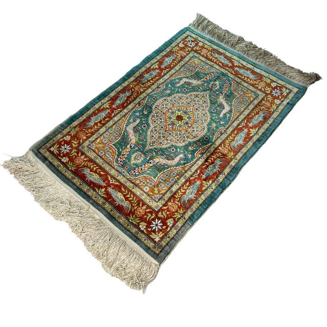 Vintage Turkish Hereke Silk Country Home Rug, 1960s For Sale - Image 15 of 16