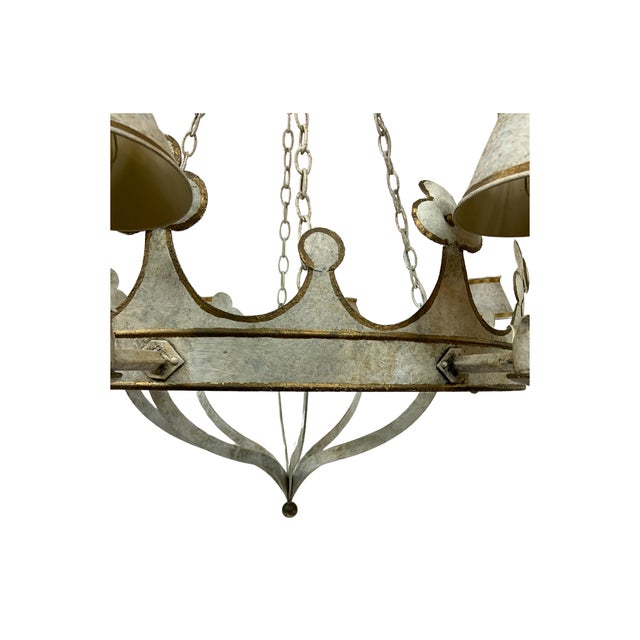 Vaughan Vaughan Tole French-Inspired Circular Chandelier, White With Gold Accents For Sale - Image 4 of 7