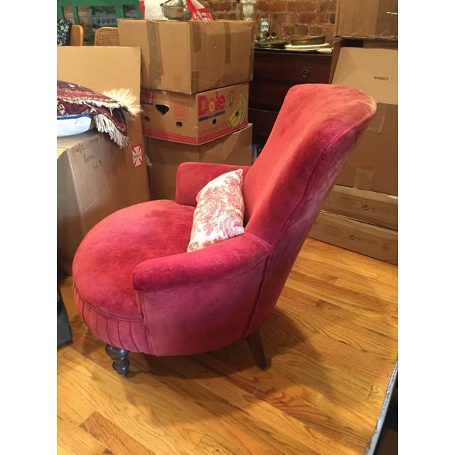 Victorian Red Velvet Slipper Chair | Chairish