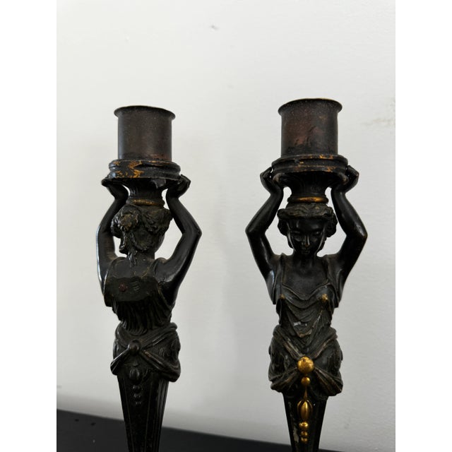 Pair of Antique Figurative Candlesticks For Sale In New York - Image 6 of 8