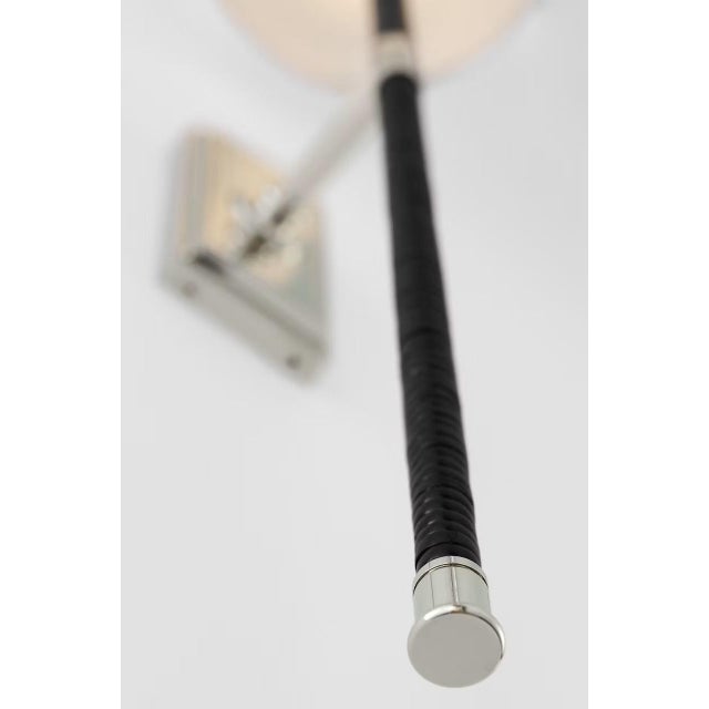 2020s Chapman & Myers for Visual Comfort Signature Basden 29" Tail Sconce in Polished Nickel and Black Rattan with Linen Shade For Sale - Image 5 of 8