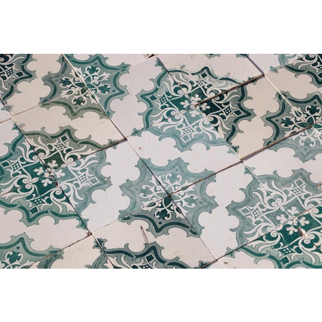 Antique 1920s Set of 78 Antique Large Art Deco Geometric Floral Tiles Portuguese For Sale - Image 17 of 18