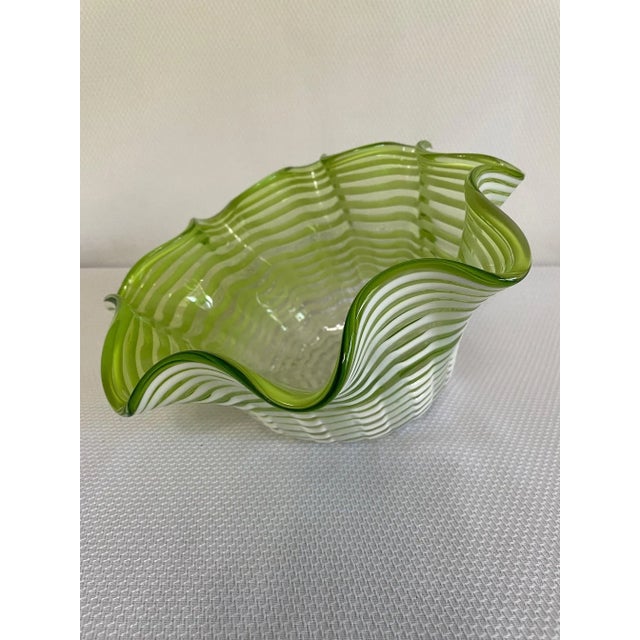 1960s Italian Cased Glass Swirl Ruffle Decorative Bowl For Sale - Image 11 of 13