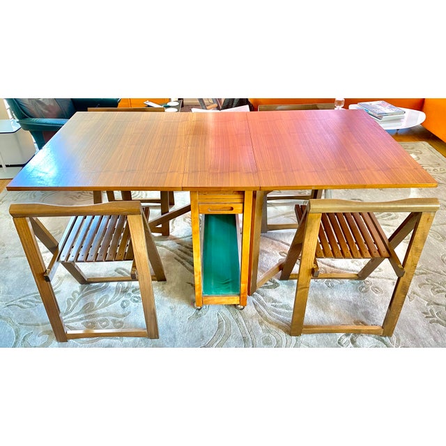 1960s Romanian Drop Leaf Dining Table & 4 StowAway Chairs Chairish
