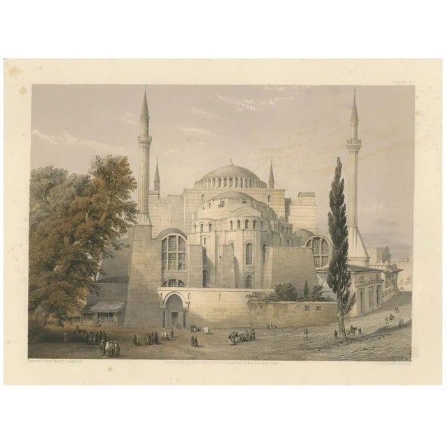 Paper L. Haghe after Fossati, Hagia Sophia, Istanbul, 1852, Tinted Lithograph For Sale - Image 7 of 7