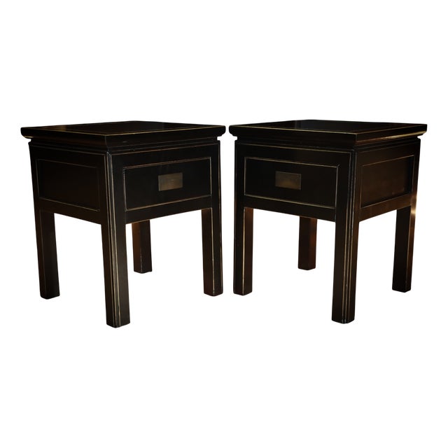 Vintage Canton Bedside Tables in Black Ash from Lombok, 2010s, Set of 2 For Sale