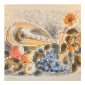 Mid-Century the Mandolin Lithograph 1960s