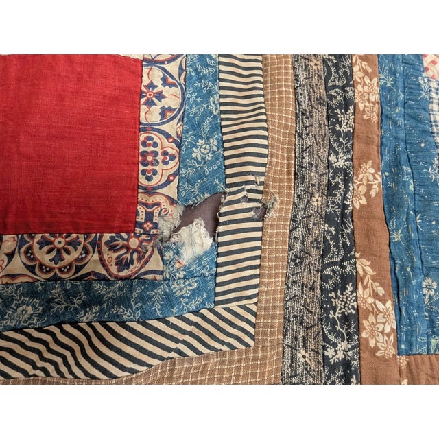 Antique Log Cabin Quilt, Likely 19th Century For Sale In New York - Image 6 of 15