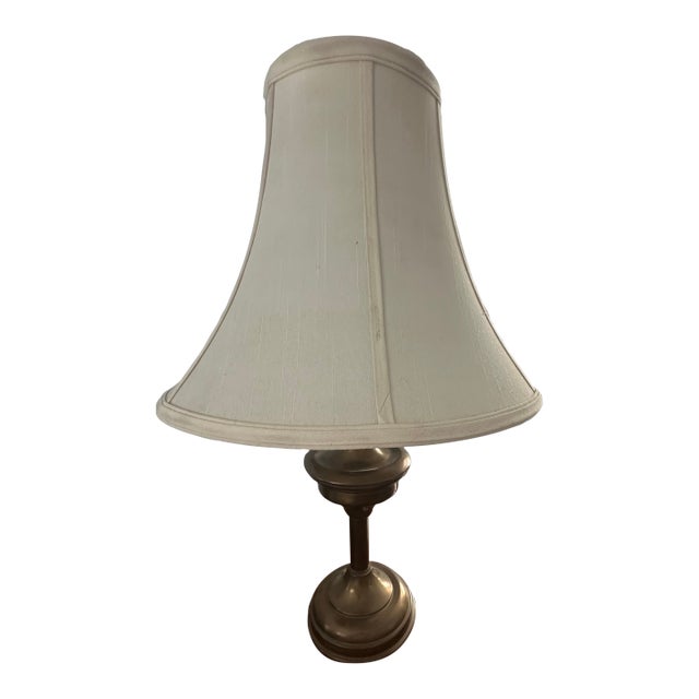 Vintage Mid-Century Modern Brass Table Lamp With Bell Shade For Sale