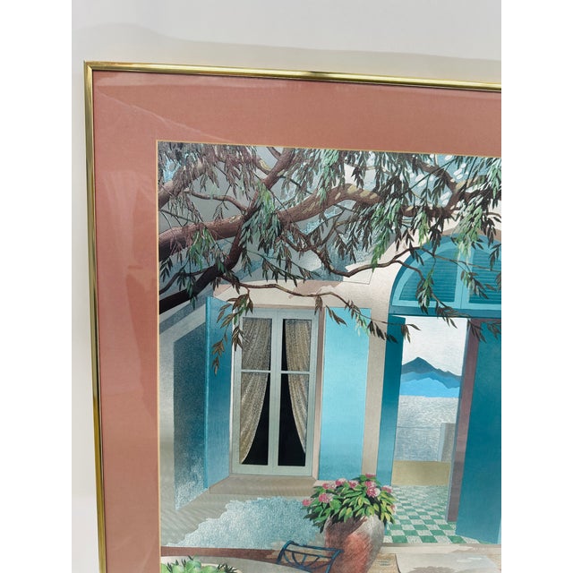 1980s Vintage Richard Akerman Dufex Foil Print "Fruits De Provence" | Excellent Condition, Gold Metal Frame | Shimmering Mediterranean Wall Art For Sale - Image 5 of 14