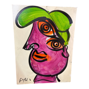 1970s Peter Keil Original Cubist Portrait Painting