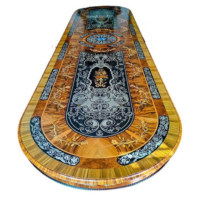 This is an exceptional quality and very rare Vintage burr walnut Louis Revival dining table, dating from the late 20th...