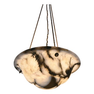 French Art Deco Alabaster Pendant Lamp, 1930s For Sale