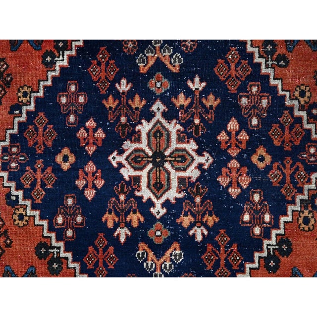 1950 8'1"x11'3" Ochre Red Hand Knotted Vintage All Wool Joshagan Cleaned Oriental Rug For Sale - Image 12 of 12