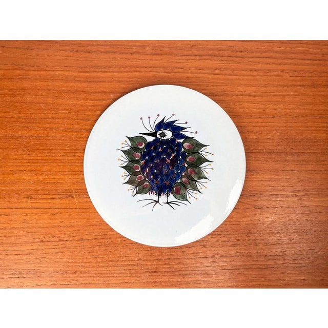 Mid-Century Modern Danish Crazy Bird Design Plate Coaster by Beth Breyen for Royal Copenhagen For Sale - Image 13 of 15