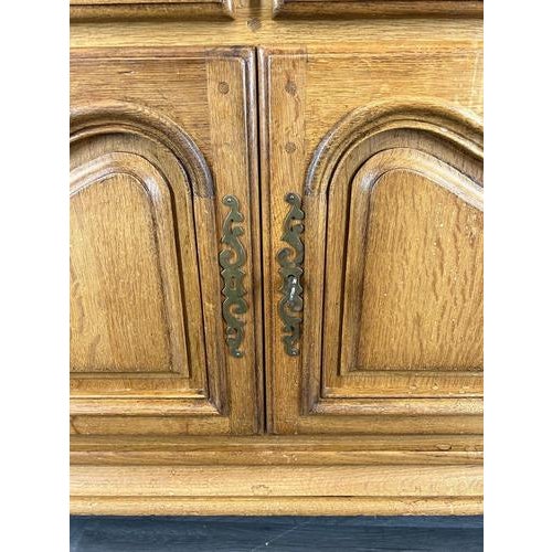 Vintage French Oak 2-Door Carved Cabinet with Drawers For Sale - Image 6 of 12