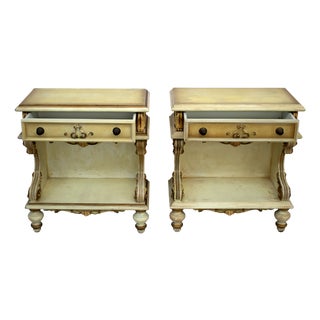 Venetian Style Lacquered Bedside Tables, Set of 2 For Sale