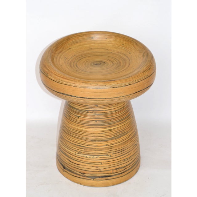 Organic Modern Bamboo Plywood Mushroom Shaped Stool, Low Chair Mid-Century Modern Period. Stunner done with pressed Bamboo...