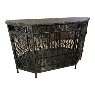 1990s Marble and Iron Mirrored Console Table For Sale