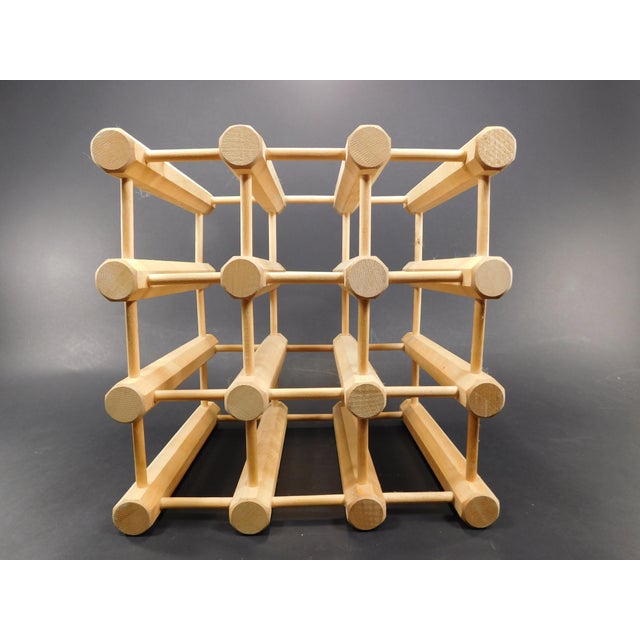 Mid-Century Modern Wooden Peg Dowel 9 Wine Rack | Chairish