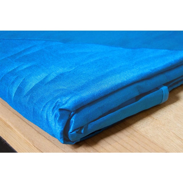 1990s Turquoise Silk Blend Duvet Cover For Sale - Image 5 of 6